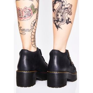 dr martens coppola black leather triple strap heeled ankle boots